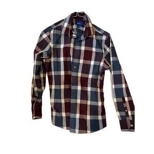 Apt 9 Burgundy Beige Checked Button Down Shirt Mens S